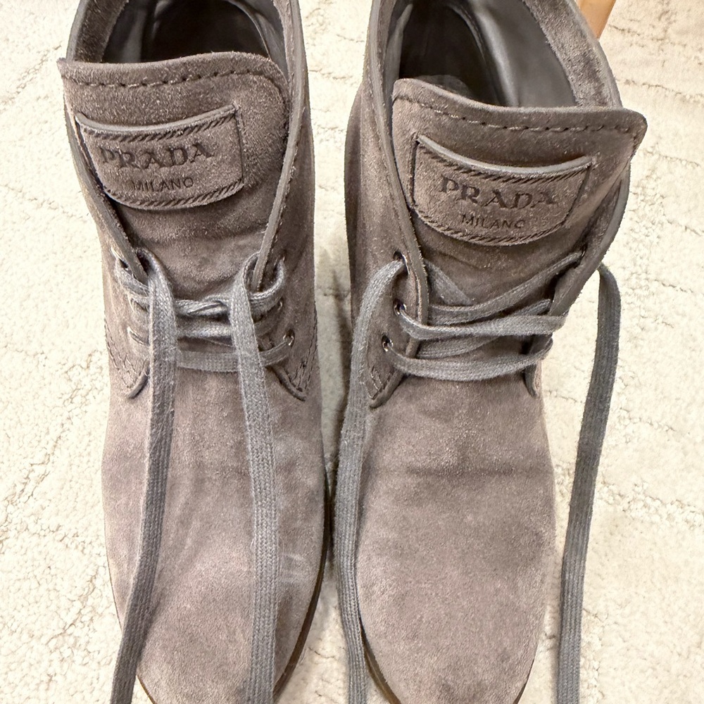 Prada Women's Ankle Boots in Taupe Suede